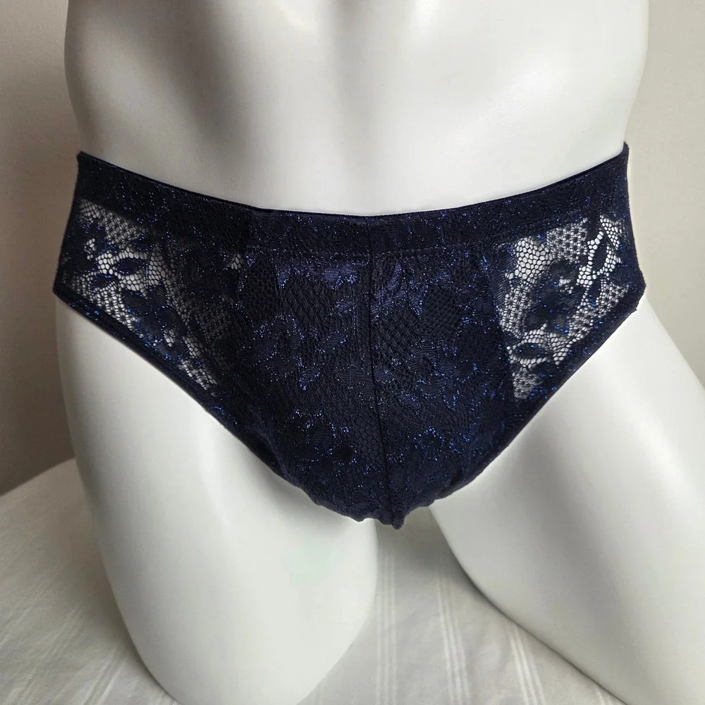 Cosabella Never Say Never Mens Metallic Micro Brief Nocturnal Blue